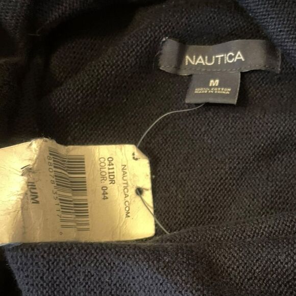 Nautica Sweater Dress Two Tone Navy Grey Cowl Neck Womens Medium NWT - Picture 4 of 7